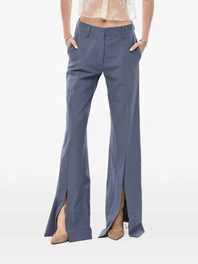 Off-white Slit-detail Flared Trousers In Blue