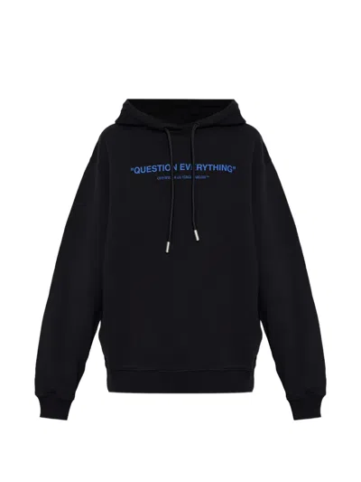 Off-white Slogan-print Hoodie In Black
