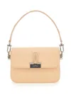 Off-white Rectangular Light Beige Shoulder Bag With Silver-tone Closure In Brown