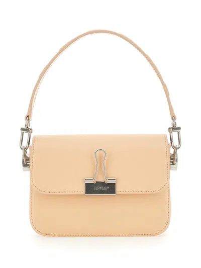 Off-white Small Leather Binder Bag In Neutral