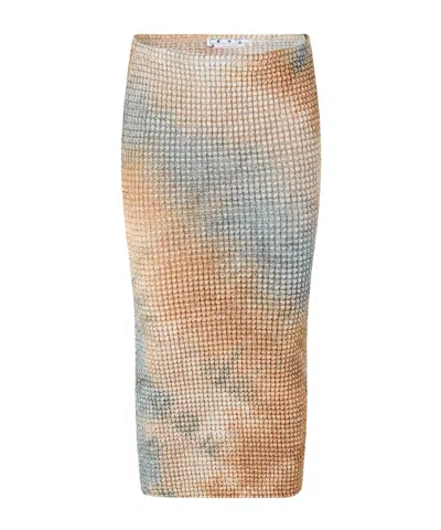 Off-white Smocked Tie-dye Pencil Skirt In Nude