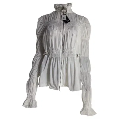 Pre-owned Off-white Smocked Zipped Blouse In White Nylon