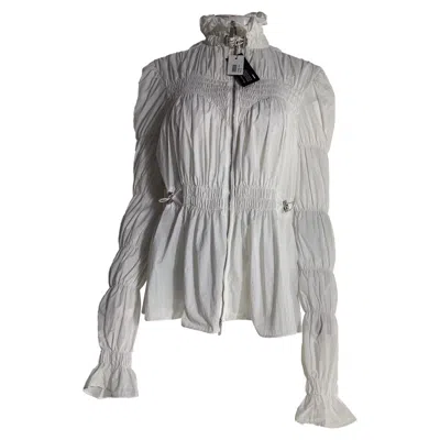 Pre-owned Off-white Smocked Zipped Blouse In White Nylon In Gray
