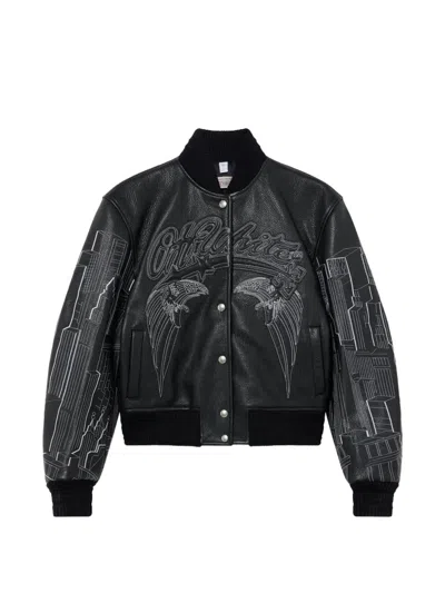 Off-white Snap-button-fastening Bomber Jacket In Black