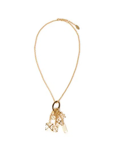 Off-white Snap-hook Necklace With Pendants In Gold