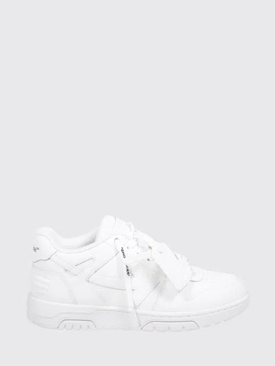 Off-white Lace Up Low Profile Rubber Sole Sneakers In White