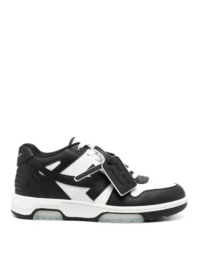Off-white Low-top Sneakers With Iconic Branding And Rubber Sole In Black