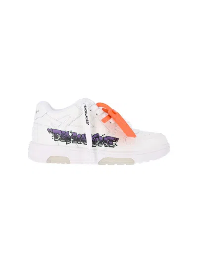 Off-white White Calf Leather Sneakers With Graffiti Accents