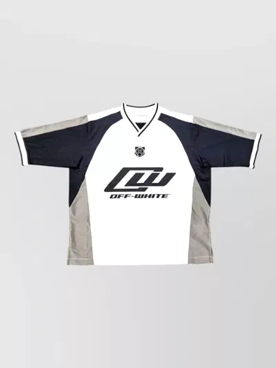Off-white Soccer Team Mesh Panel Stripe Top In Multi
