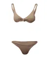 Off-white Solid Color Bikini In Brown