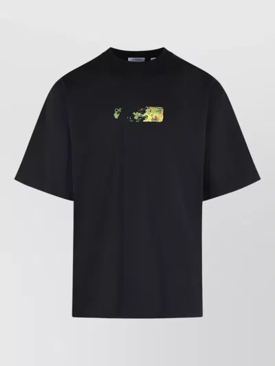 Off-white Spices Arrow Cotton T Shirt Crew Neck In Black