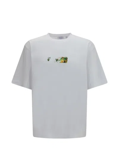 Off-white Spices Arrow Cotton T-shirt With Artistic Logo Prints In White