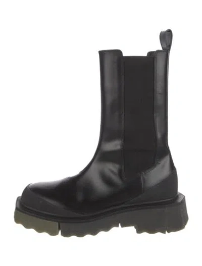 Pre-owned Off-white Sponge Leather Chelsea Boots In Black