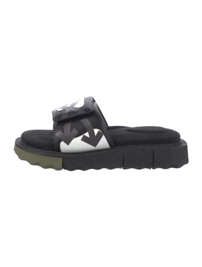 Pre-owned Off-white Sponge Slides Leather Slides In Black