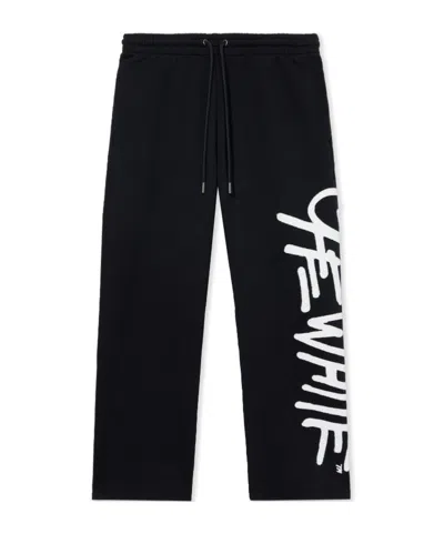 Off-white Spray Logo Straight Leg Track Pants In Black