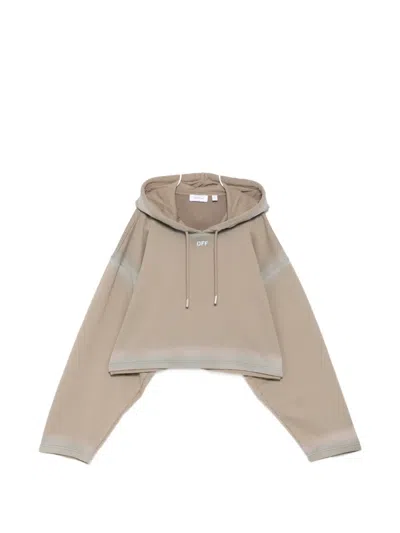 Off-white Spray-effect Logo Stamped Hoodie In Neutral