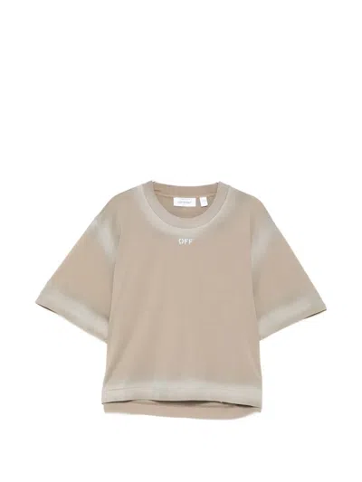 Off-white Spray-effect Logo Stamped T-shirt In Neutral