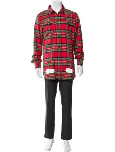 Pre-owned Off-white Spray-paint Plaid Print Shirt In Red