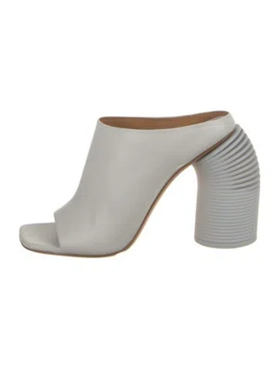 Pre-owned Off-white Spring Soft Leather Slides In Gray