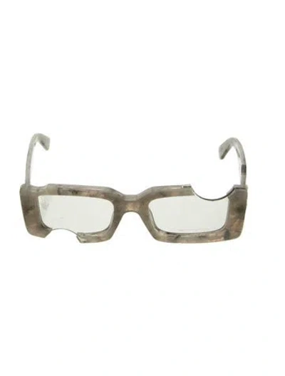 Pre-owned Off-white Square Clear Sunglasses In Grey