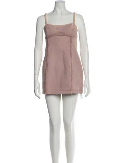 Pre-owned Off-white Square Neckline Mini Dress In Pink