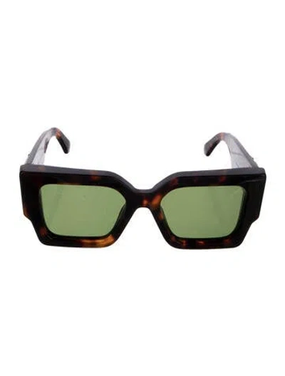 Pre-owned Off-white Square Tinted Sunglasses In Brown