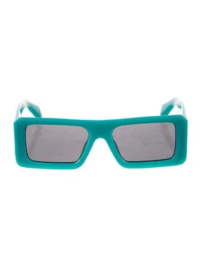 Pre-owned Off-white Square Tinted Sunglasses In Green