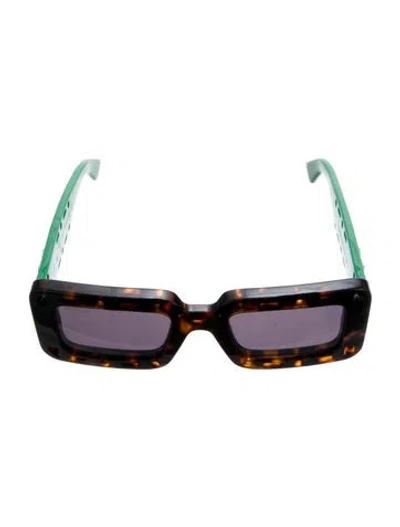 Pre-owned Off-white Square Tinted Sunglasses In Green