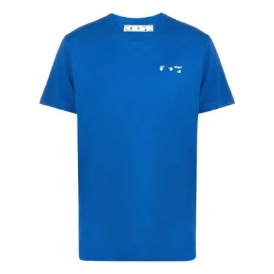 Off-white Ss21 Chest Logo Printing Round Neck Short Sleeve Ordinary Version Blue