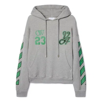 Off-white Ss24 Varsity Skate Hoodie 'melange Grey College Green' In Gray