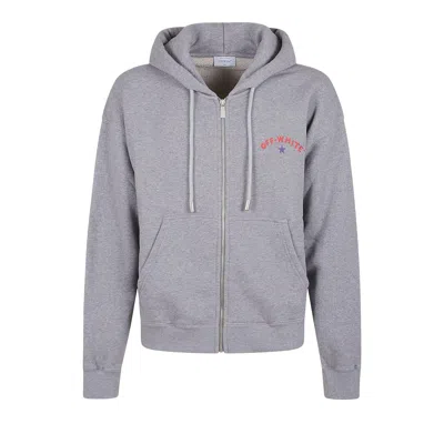 Pre-owned Off-white Star Arrow Zip Skate Hoodie 'grey Melange' | Men's Size Xl