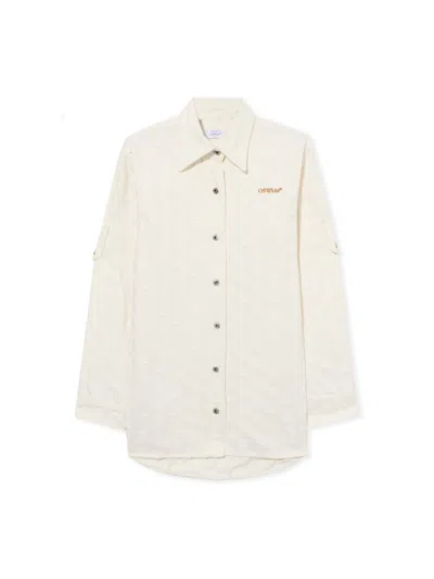 Off-white Star Jacquard Denim Shirt Jacket In White