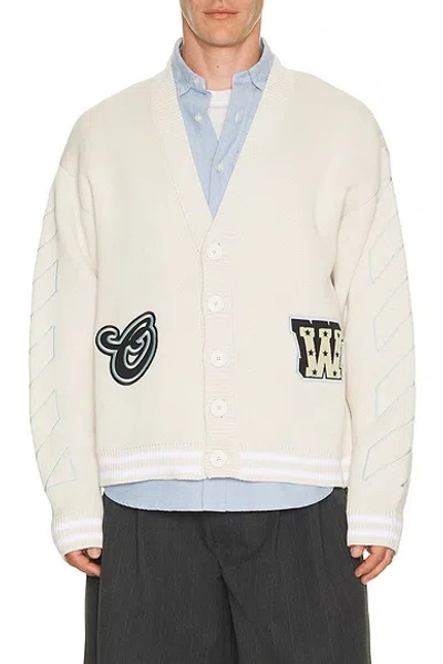 Off-white Star Logo Diagonal Varsity Knit Cardigan In Gray