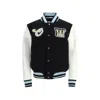 Off-white Logo Flocked Button-up Bomber Jacket In Black