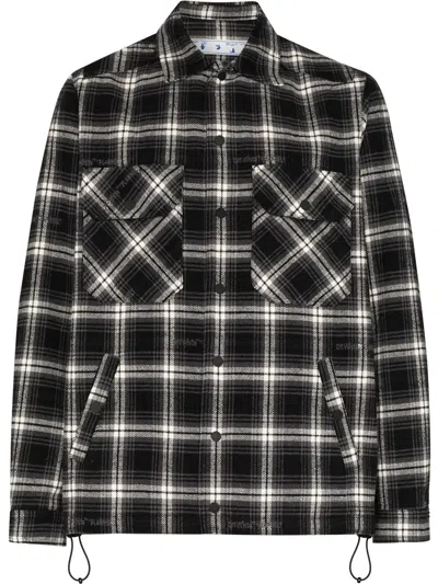 Off-white Stencil Arrow Checked Shirt Jacket In Black