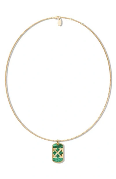 Off-white Stone Arrow Logo Pendant Necklace In Gold