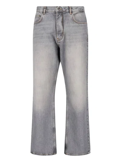 Off-white Straight Jeans "half Arrow" In Gray