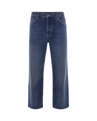 Off-white Logo Patch Straight Leg Jeans In Blue