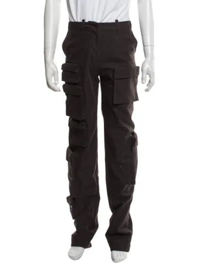 Pre-owned Off-white Straight Leg Pants In Brown