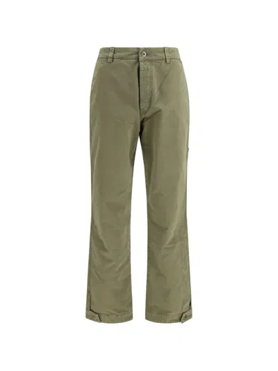 Off-white Racing Staff Cotton Gabardine Pants In Green