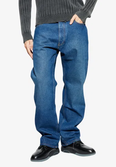 Off-white Straight-leg Washed Jeans In Blue
