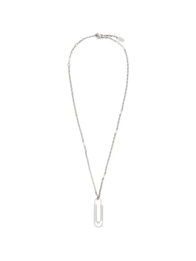 Off-white Strass-set Paperclip Necklace In Metallic