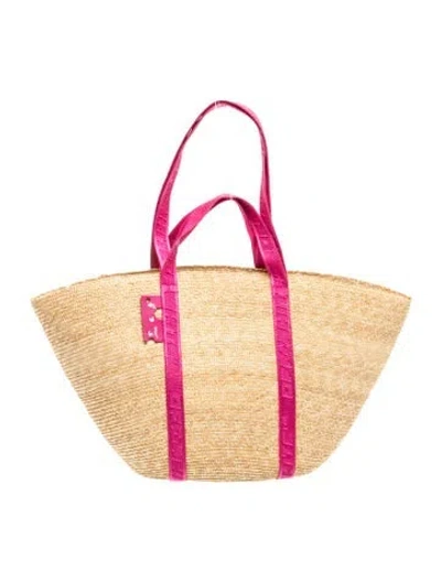 Pre-owned Off-white Straw Bucket Bag In Neutral