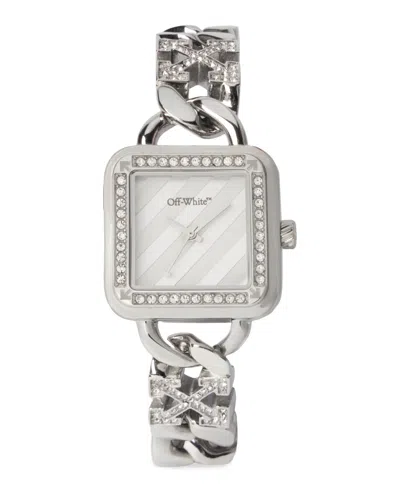 Off-white Street Bling Crystal Watch In Silver