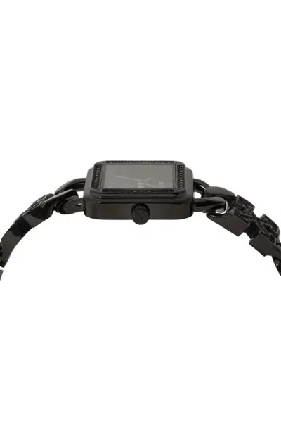 Off-white Street Bling Square Crystal Chain Watch, 26.5mm In Ip Black