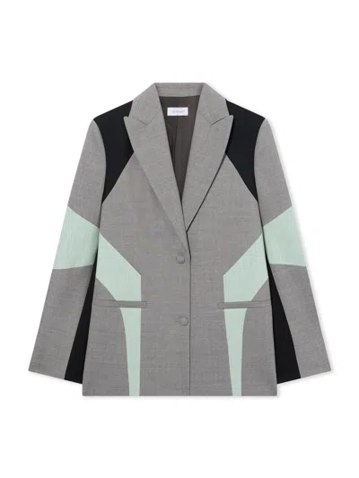 Off-white Stretch Color Block Blazer In Gray