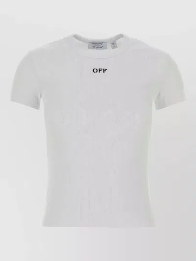 Off-white Stretch Cotton T Shirt Short Sleeves Crew Neck In White