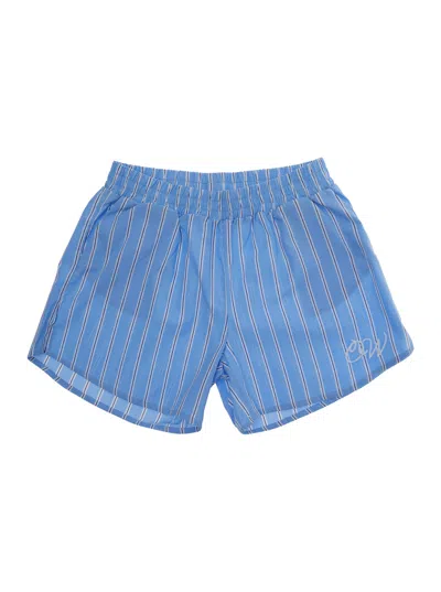 Off-white Striped Cotton Shorts In Blue