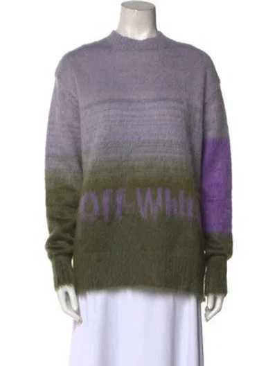 Pre-owned Off-white Striped Crew Neck Sweater In Green