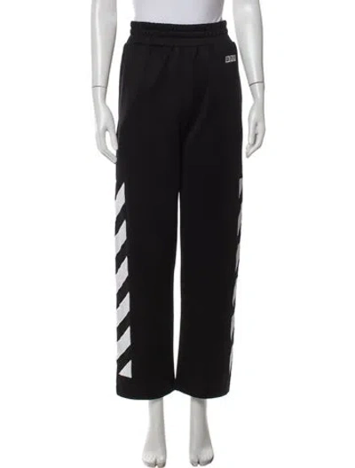 Pre-owned Off-white Striped Embroidered Accent Sweatpants In Black
